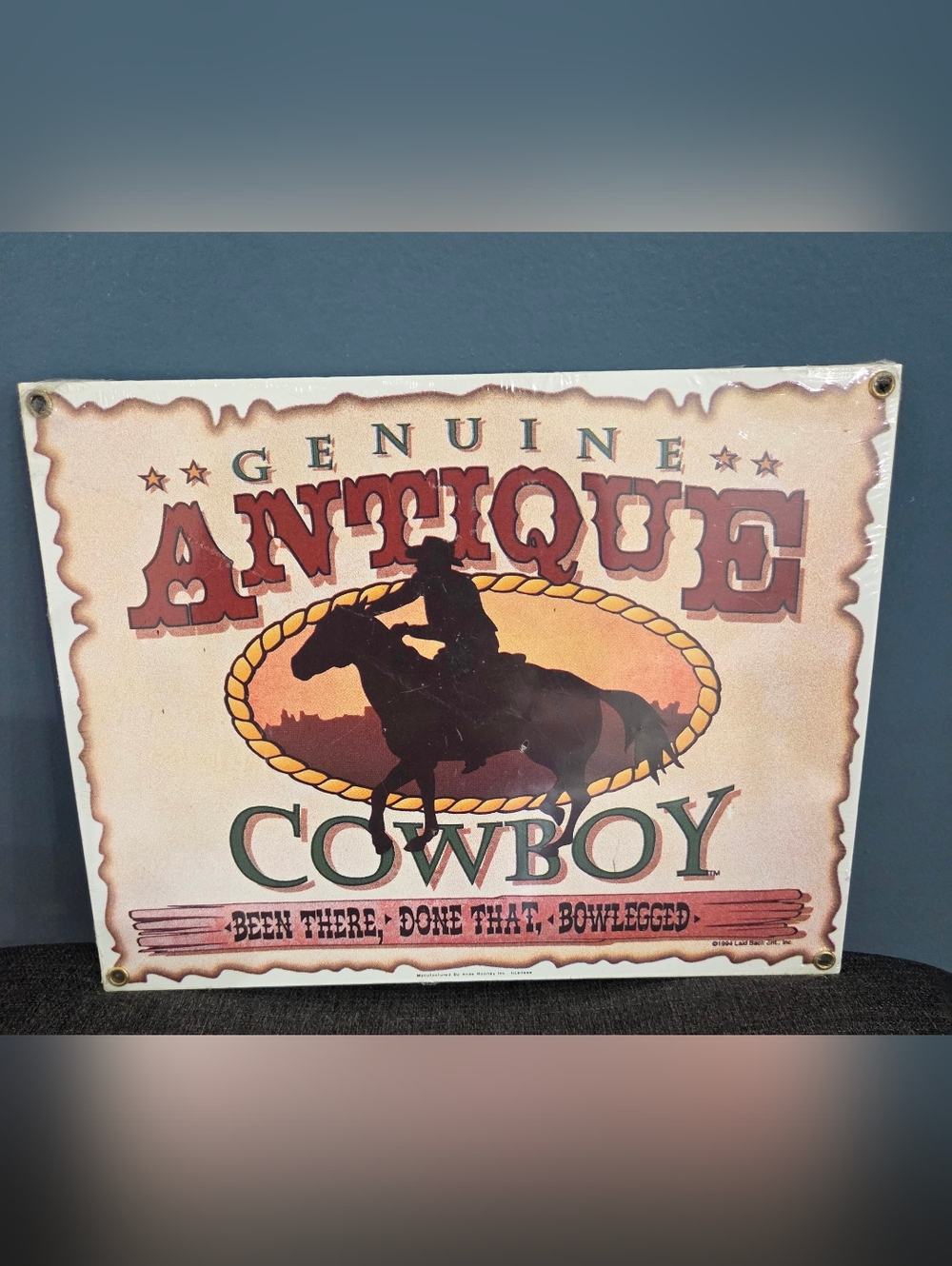 Ande Rooney 1994 Metal Antique Cowboy Rustic Wall Sign